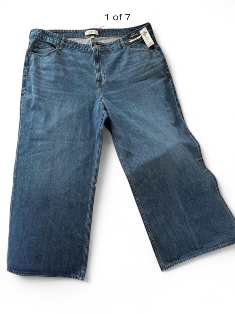 Abercrombie & Fitch Wide-Leg Flare Jeans in Blue Wash plus size 37” short nwt